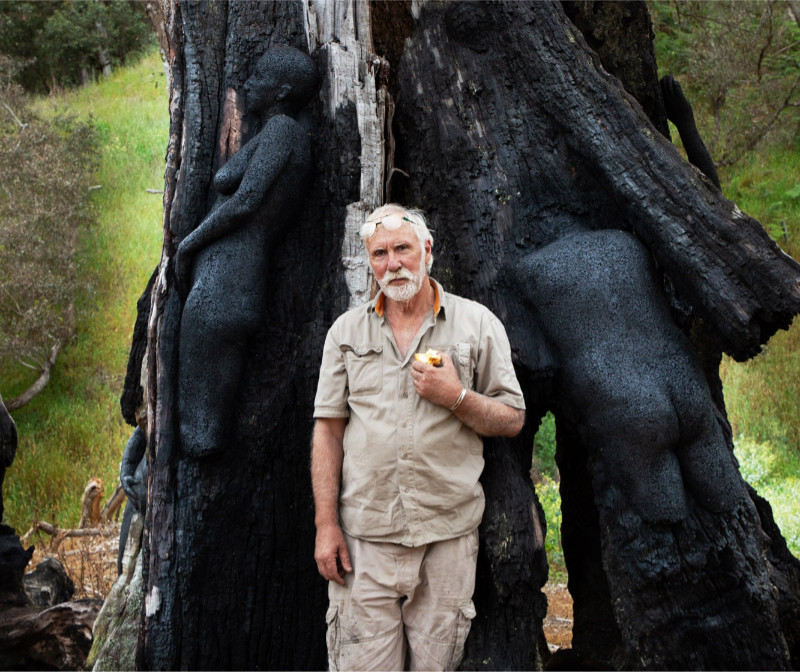 Kim Perrier discovered the use of charcoal to symbolise humanities connection to carbon.
